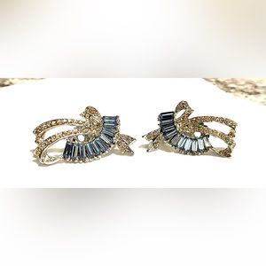Ladies clip on earrings w/ blue & clear stones